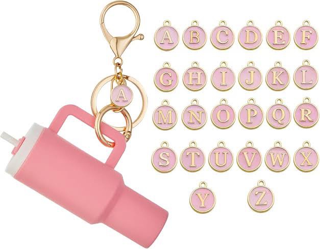 Initial Mini Cup Keychain Accessories for Stanley, Letter Cute Key Charms for Women Purse Handbag Ba