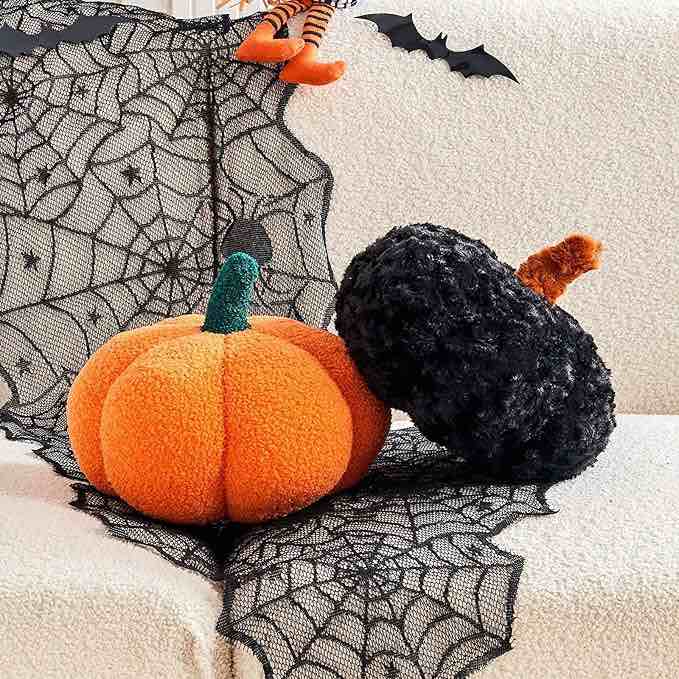 Lfsaaj Halloween Pumpkin Pillow, 2 Pcs Cute Pumpkin Shaped Throw Pillow, Fall Room Decor 3D Pumpkin 