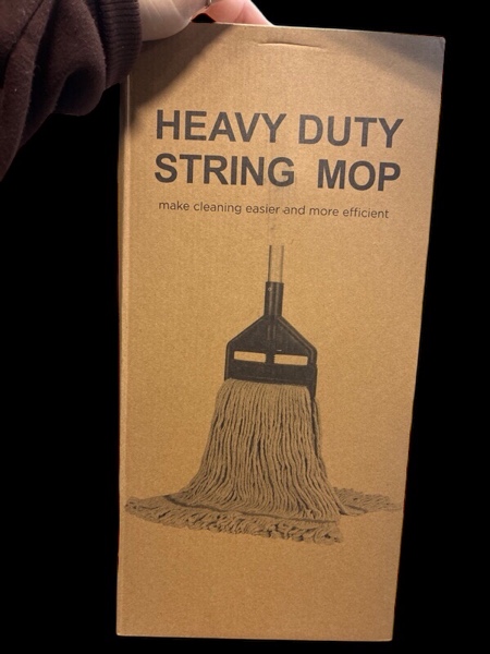 Looped-End Commercial Industrial Cotton Mop for Floor Cleaning ,Heavy Duty String Wet Mops with Long Handle for Home,Garage,Office, Workshop, Warehouse Floor Cleaning (1 Industrial mop)