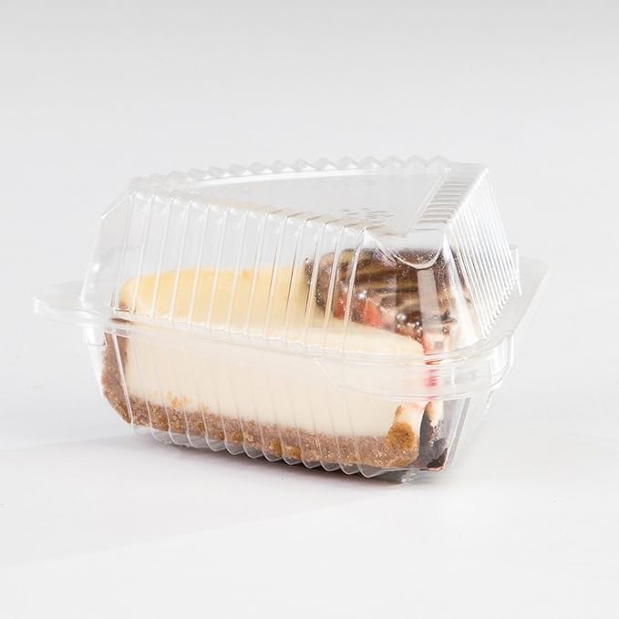 Pactiv Showpie 9" Hinged Small Plastic Pie/Cheesecake/Cake Slice Container - Pack of 25