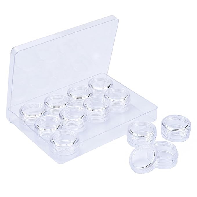AKOAK Clear Bead Container with 12 Pcs 5G/5ML Empty Clear Plastic Cosmetic Containers Jars PotStorag