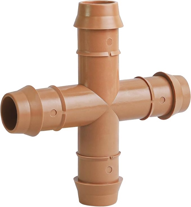 TTioDri 13 Pieces Drip Irrigation Cross Tee Fittings for 1/2" Tubing, Dripline Barbed Four Way Cross