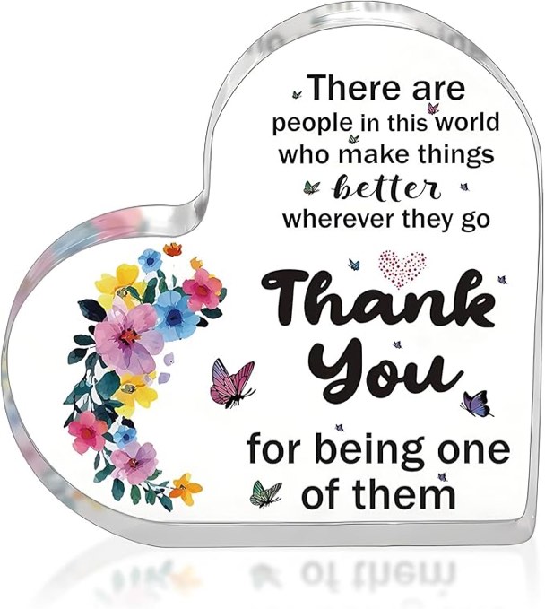 Acrylic Heart Keepsake – Hand-Engraved Sentiment, Shatterproof for Lasting Keepsake, Warm Thank You 