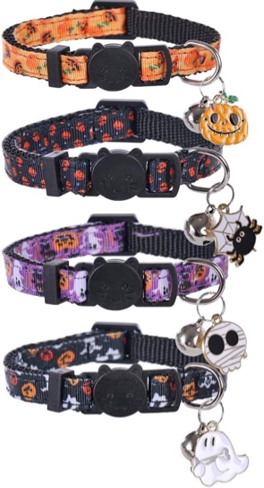 Lamphyface Halloween Cat Collar Breakaway with Bell Soft Holiday for Kitten Kitty Adjustable Safety