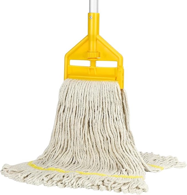 Looped-End Commercial Industrial Cotton Mop for Floor Cleaning ,Heavy Duty String Wet Mops with Long