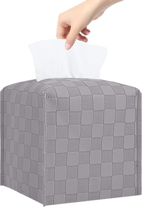 LeCorner Tissue Box Cover, Square Tissue Box Holder, PU Leather Tissue Holders Decorative, Modern Fa