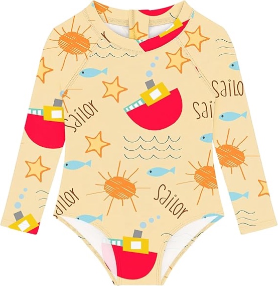 (12-18 Month) OYJ Baby Swimsuit Girl Toddler Bathing Suit Girls Swimwear 12-18 Month Yellow Long Sleeve Kids Beach