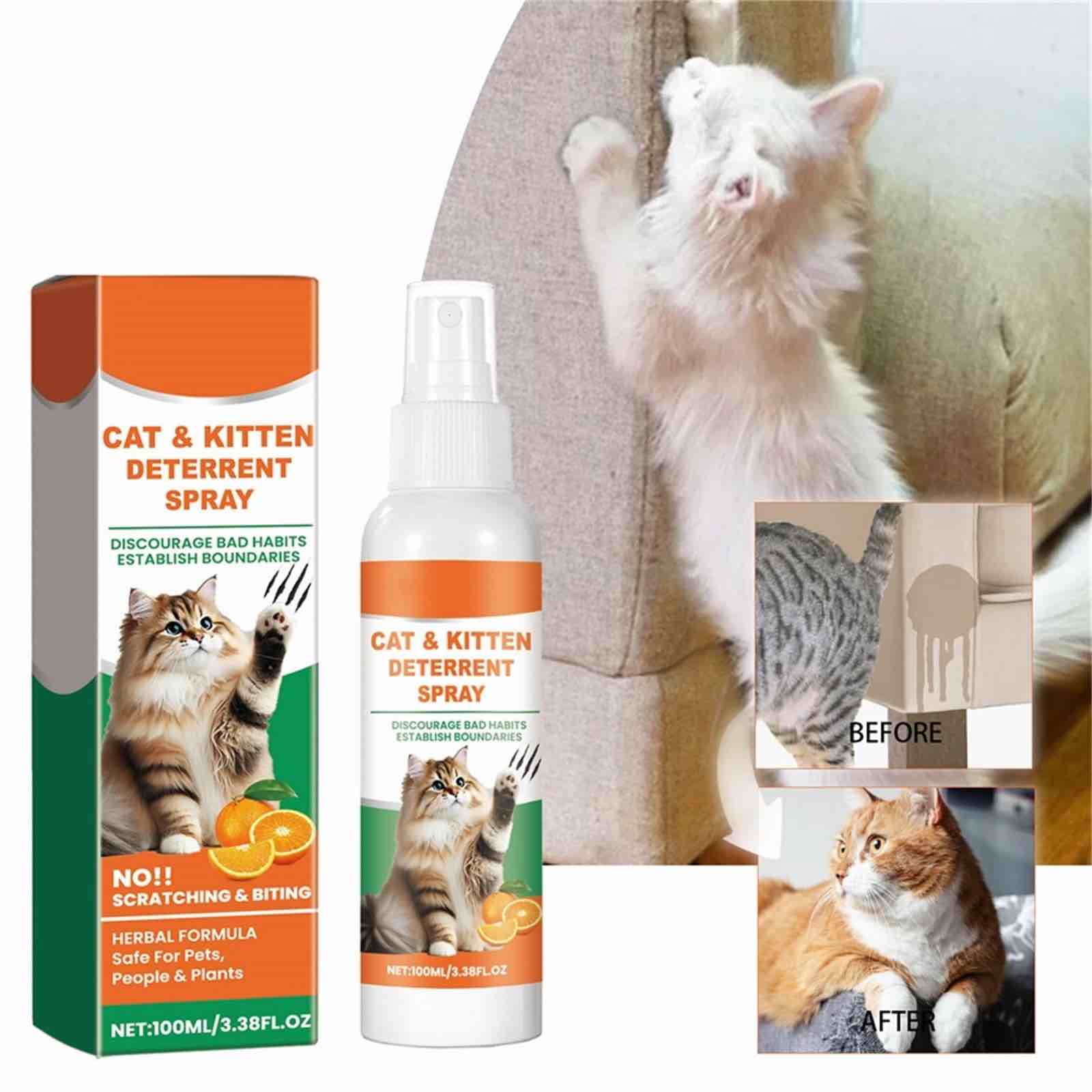 3PC Cat Deterrent Spray,Cat Deterrent Spray - Indoor & Outdoor Training Safe,Effective Cat Scratch D
