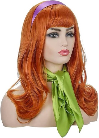 FVCENT Fluffy Orange Brown Yaki Wig for Women Long Wavy Wig Witch Cosplay Wigs Halloween Costume Wit