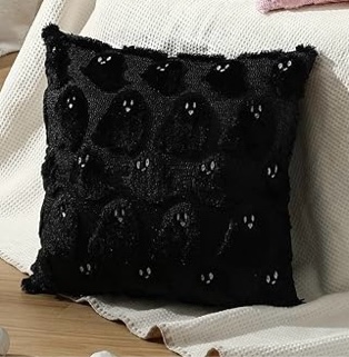 Tegeme Set of 2 Halloween Pillow Covers 18x18 Inch Ghost Throw Pillow Cases Soft Plush Couch Cushion