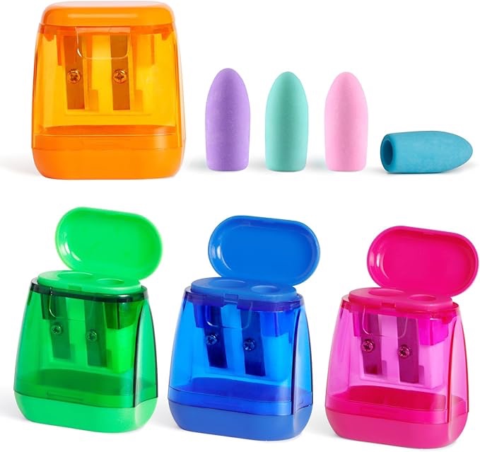 Aipker Pencil Sharpeners, Manual Pencil Sharpener with Lid, Handheld Pencil Sharpener for Colored Pe