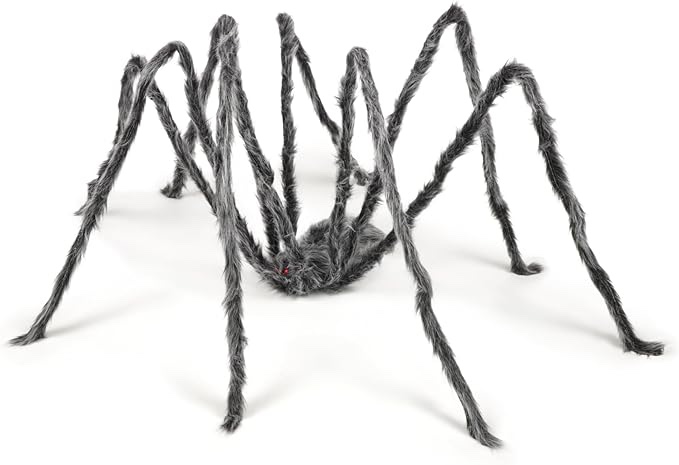 Needzo Halloween Giant Hairy Spider Decoration, Bendable Legs, Haunted House Prop, 90 Inches