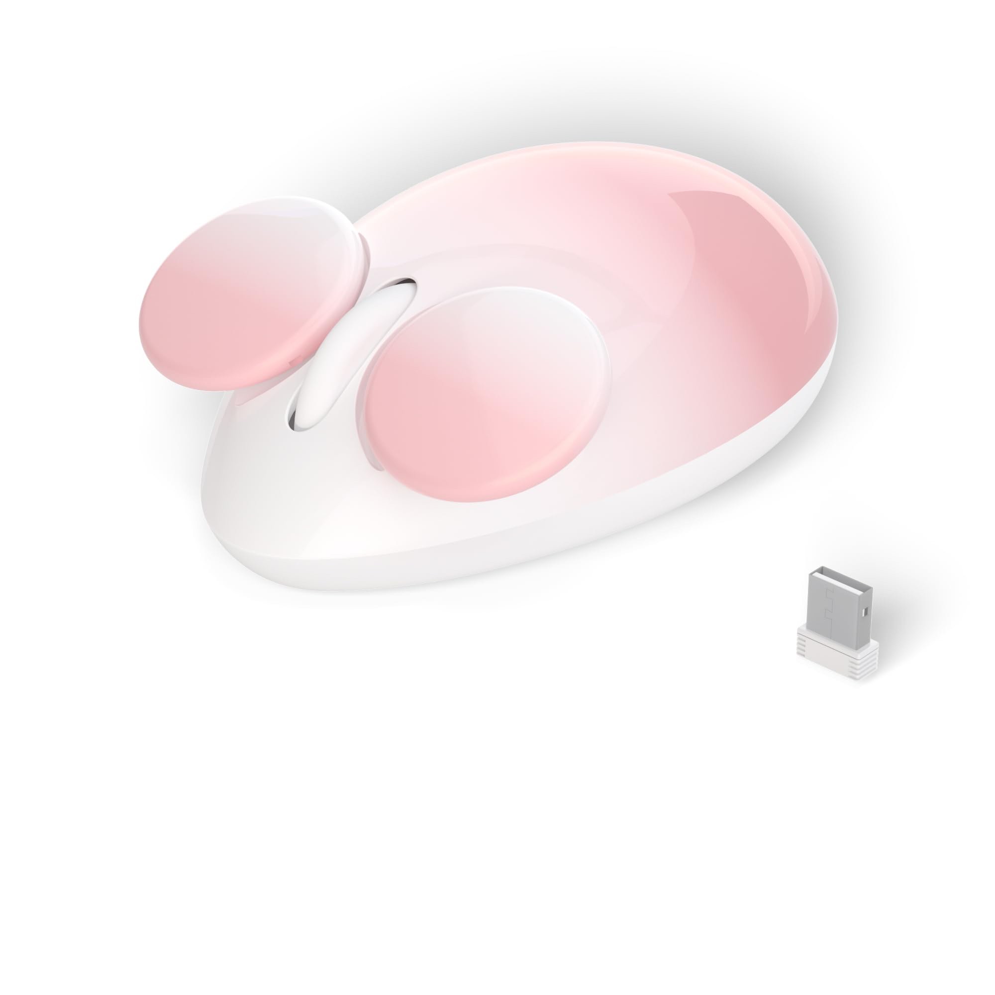 Links9+ 2.4GHz Wireless Bluetooth Mouse, 1600DPI, Compact, Pink, 33ft Range, Windows 10/8.1/8/7/Vista/XP, Right Hand, Big Ears Theme, Detachable Buttons, USB Cable Included