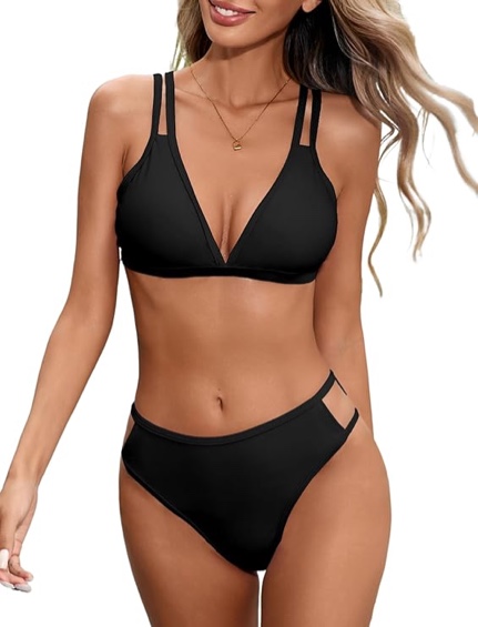 HYTENSUN High Waisted Bikini Sets for Women Swim Suit 2025 Modest Halter Triangle Bathing Suits Swimwear