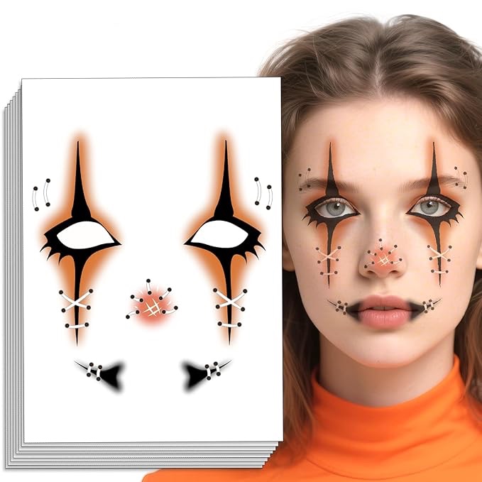 Halloween Cute Orange Scar Patch Tattoo, Face Temporary Tattoos Face Temporary Tattoo Sticker for Wo