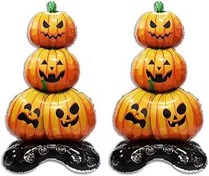 Halloween Balloons with Pumpkin Pile Balloons Standing Balloon Foil Balloon for Halloween Horror Spooky Party Decorationes Supplies 2 PCS