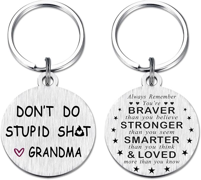 Viayen Funny Gaga Gifts Love Grandpa And Grandma Keychain Gifts for Grandson and Granddaughter
