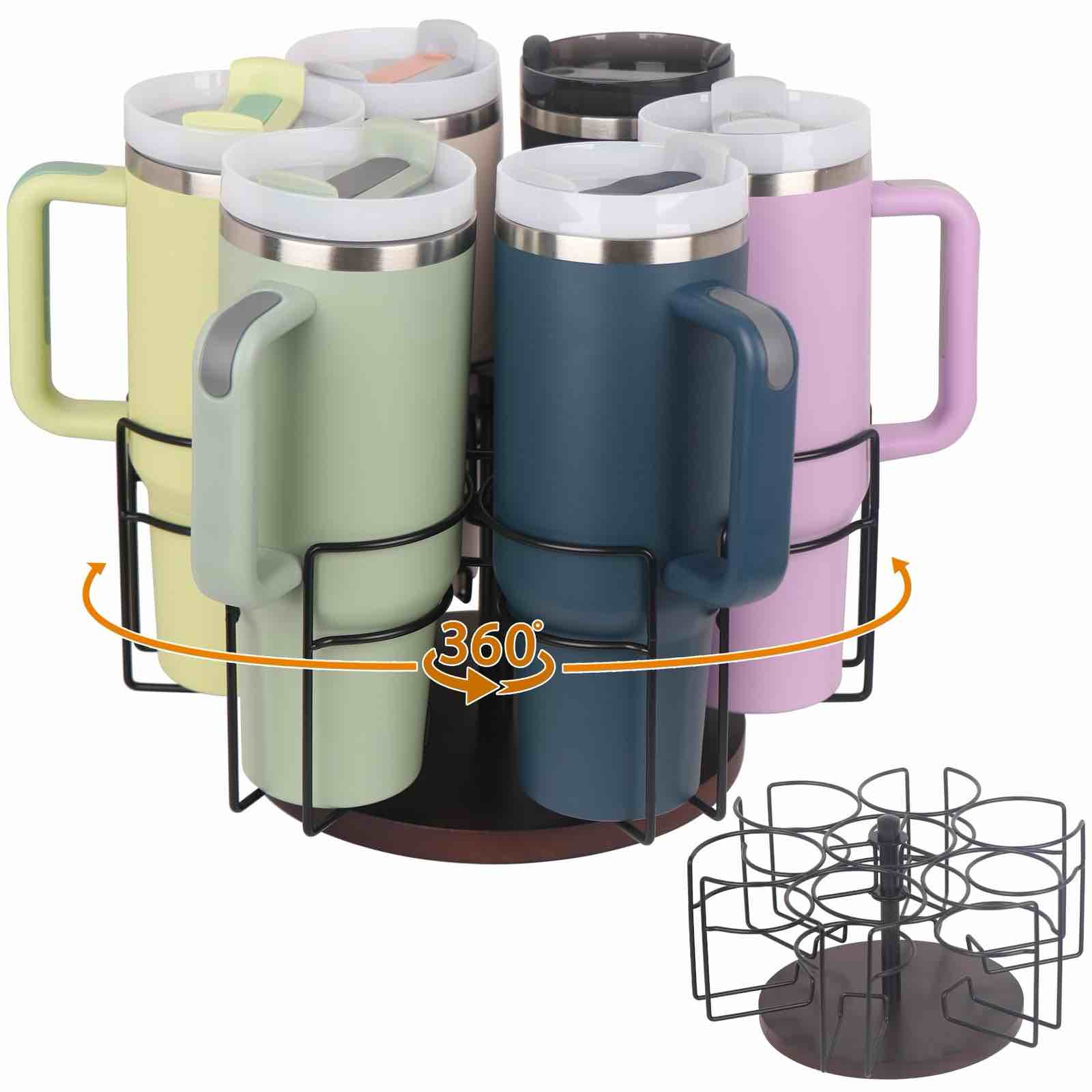 Water Bottle Organizer for Stanley 40 oz Tumbler with Handle,Rotatable Tumbler Organizer,6 Slots Sta