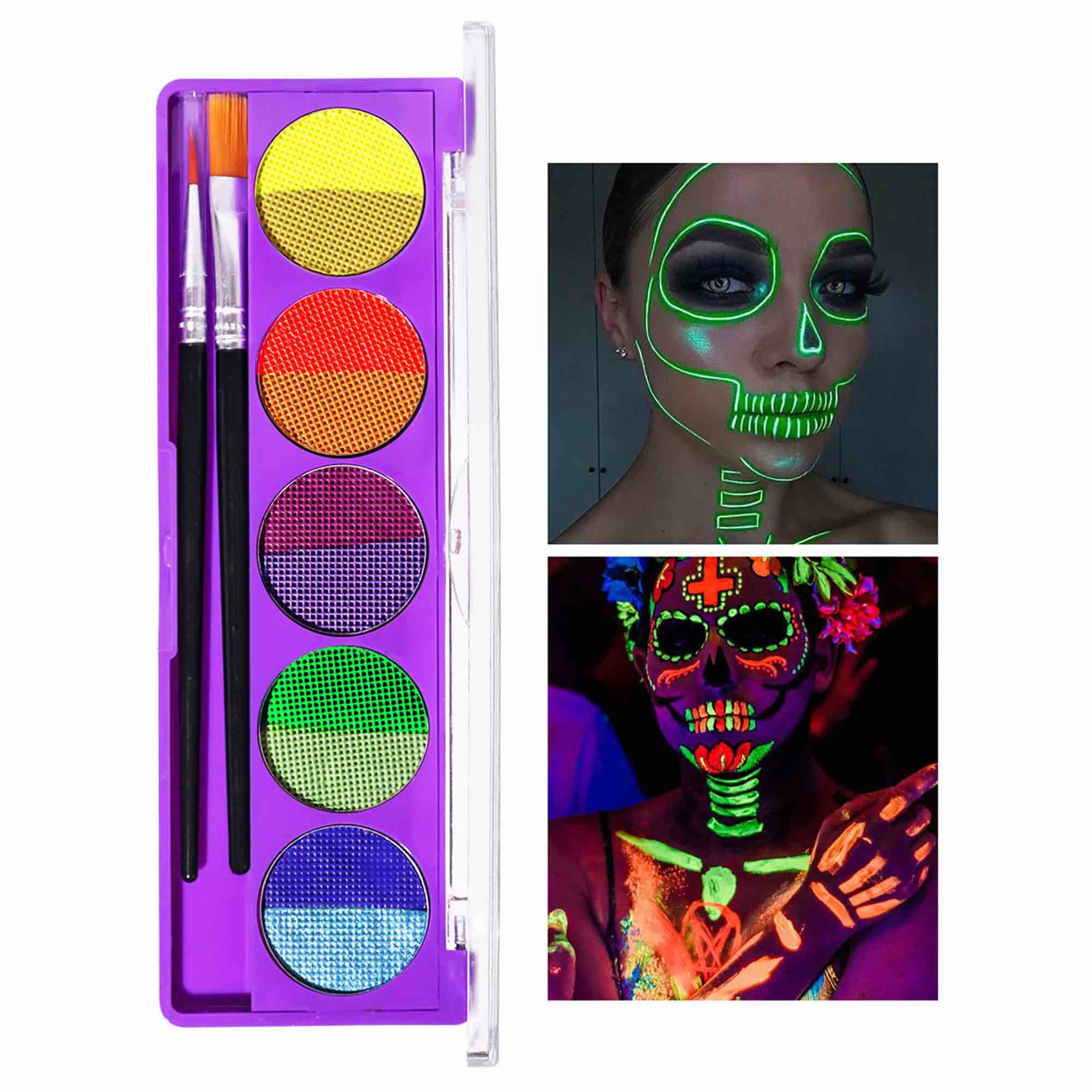 VENYSIS 10 Colors Water Activated Eyeliner Palette,Water Activated Eyeliner,Neon Pigment Self Glowin