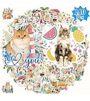 BEMAYSELF Halloween Cat Stickers for Kids-140 Pcs Cute Kawaii Kittens Stickers for Water Bottles, Pe