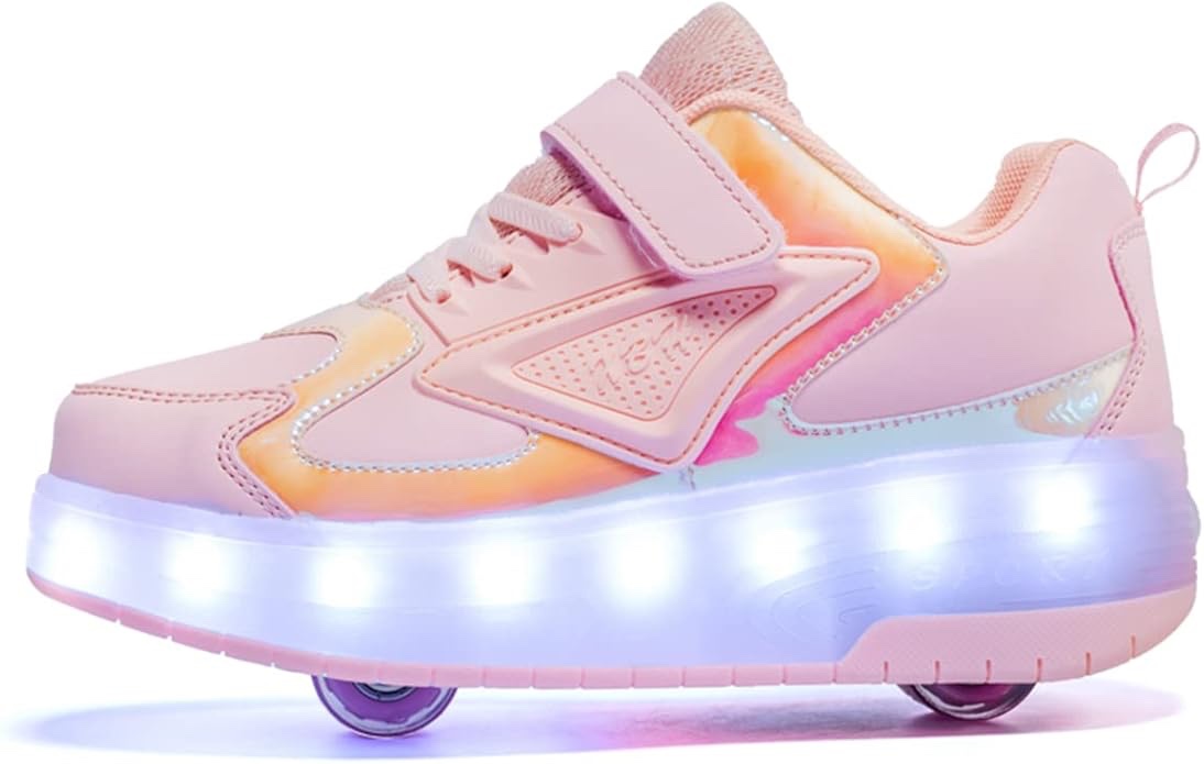 YTFCstep Unisex Roller Shoes Kids Sparkling Wheels Shoes Girls Light up Roller Skates Sneakers Boys