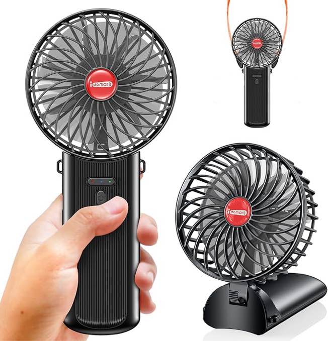 idomars Small Portable Fan Handheld Rechargeable: Mini Hand Fans 4 Speeds Adjustable Cool Air Wind M