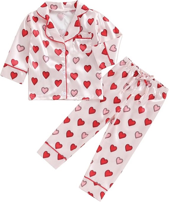 (Size 100) Nicoxijia Kids Toddler Girl Pajamas Set Button Down Sleep Shirt Top+Long Pants Matching 2PCS Pj Loun