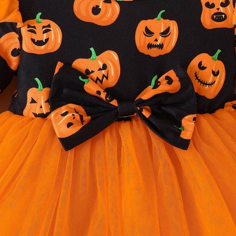 ALISISTER Halloween Little Girls Dress Size 7 Pumpkin Dresses Party Outfits Short Sleeve Twirl Sundr