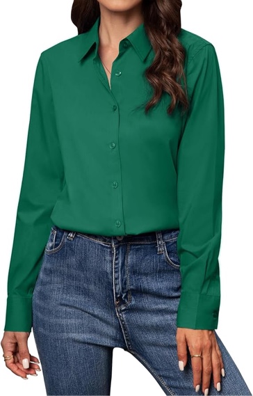 (Size M) Gleeivy Women Button Down Shirt Cotton Wrinkle Free Business Formal Dress Oxford Shirt Casual Classi
