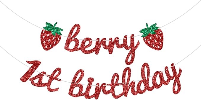 Berry 1st Birthday Banner, Sweet One Banner, Berry First Birthday Decor, Strawberry 1st Birthday Dec