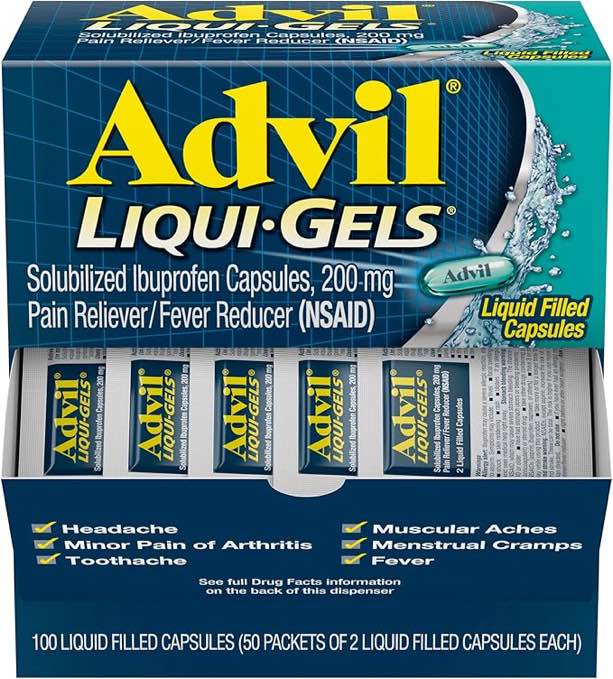 Advil Liqui-Gels Pain Reliever and Fever Reducer, Pain Medicine for Adults with Ibuprofen 200mg for 