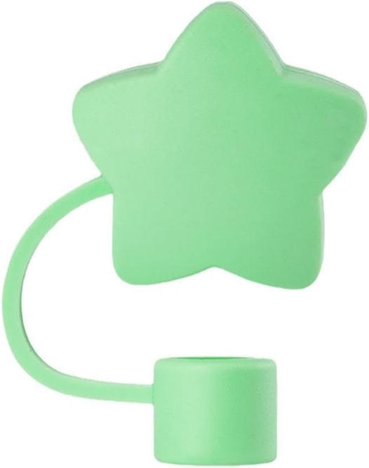Green Star Silicone Straw Tips Cover for Stanley Cup with Handle,Cute Straw Covers Cap,0.4In/10mm Re