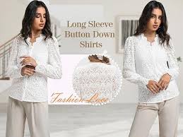 (Size XL) LUXVEER Lace Tops for Women Dressy Casual Blouses Puff Long Sleeve V Neck Button Down Business Work Shirts