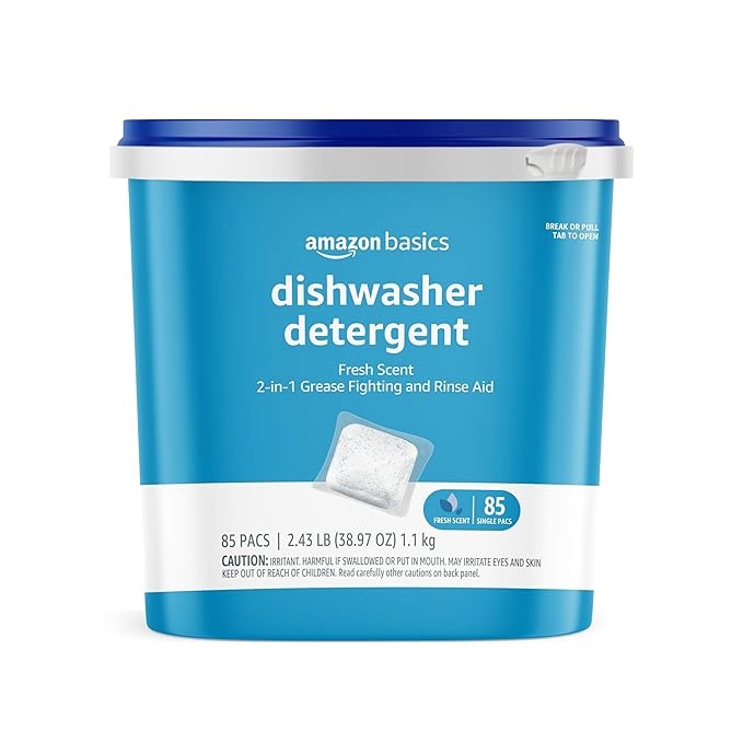Amazon Basics Dishwasher Detergent Pacs, Fresh Scent, 85 Count (Previously Solimo)