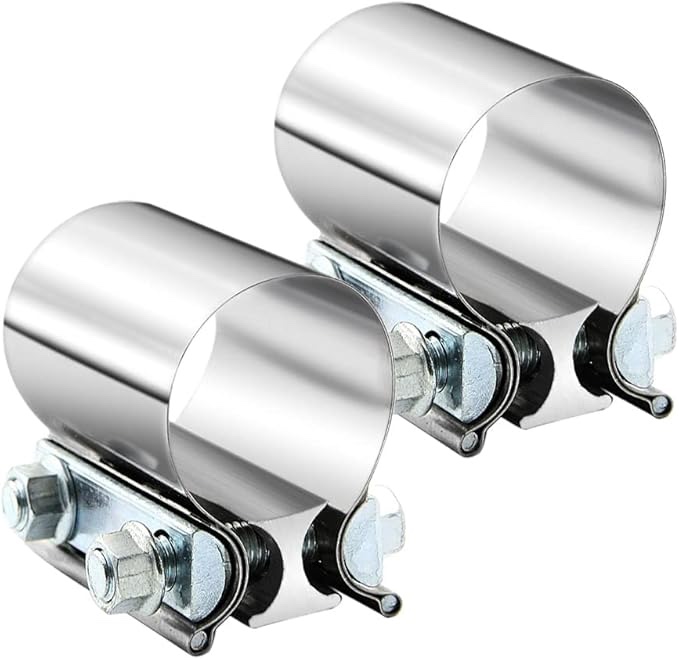 2.0 Inch Exhaust Clamp Butt Joint Band Clamp Sleeve Coupler Stainless