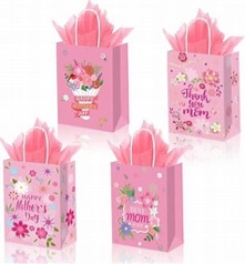 COFDDS 12 PCS Mothers Day Gift Bags with Handle and Tissue Paper, Happy Mother's Day Gift Bag Best Mom Paper Treat Wrap Gift Bags for Mothers Day Theme Party Supplies
