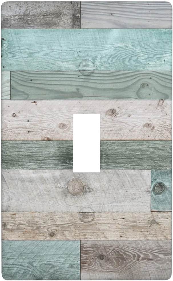 Farmhouse Decorative Light Switch Cover Rustic Retro 1 Gang Wall Plate Vintage Wood Single Toggle Switch Plate Covers for Home Kitchen Bathroom