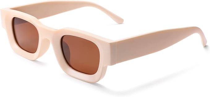 Retro 90s Chunky Square Sunglasses for Women & Men - Thick Polarized Uv400 Protection, Lightweight Unisex Frame