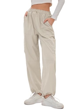 Prettyleaf Womens 28"/31"/33" Lightweight Dance Studio Pants Parachute Cargo Pants Workout Athletic 