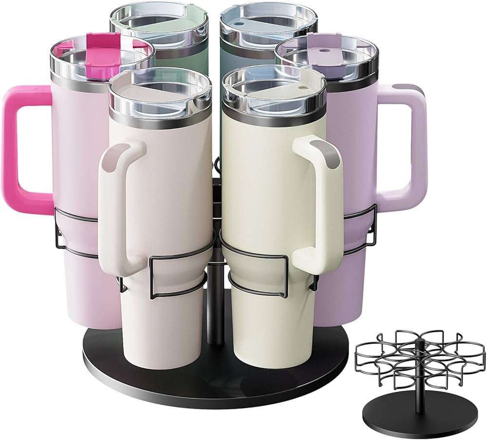 Water Bottle Organizer for Stanley 40 oz Tumbler with Handle,Rotatable Tumbler Organizer,6 Slots Sta