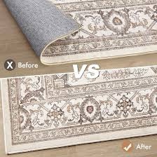 ESEOE 12 PCS Rug Stickers, Anti Slip Double Sided Square Carpet Tape for Hardwood Floors, Easily Pee