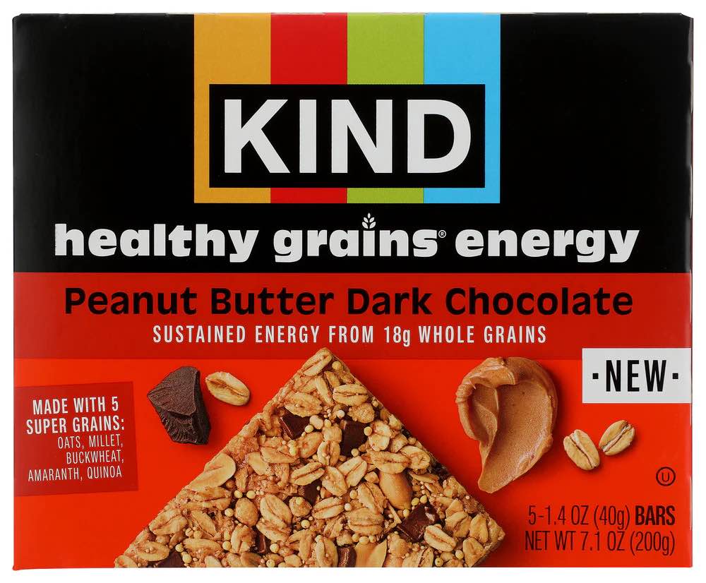 KIND Healthy Grains Energy Bars, Peanut Butter Dark Chocolate, 18g Whole Grains, Made with Super Gra