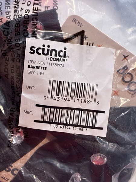 Scunci by Conair Hey Boo! Bow Barrette with Gem Stones  Black  1-Count