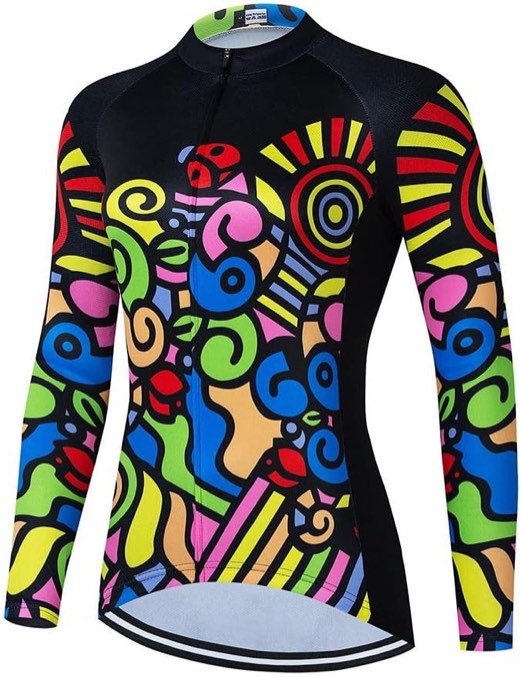 Cycle-Run Women Cycling Bike Jersey Long Sleeve with 3 Rear Pockets- Moisture Wicking, Breathable, Q