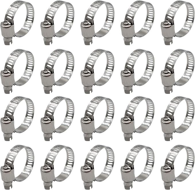 Roadformer Hose Clamp Stainless Steel Adjustable 17-32mm (3/4" - 1-1/4") SAE Size 12 Worm Gear Clamp (17-32mm, 24-Pack)
