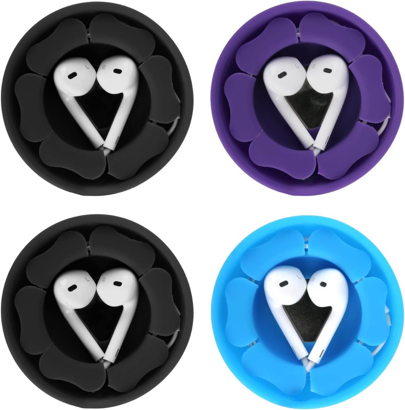 MAIRUI Wired Earbud Case 4 Pack Earphone Headphone Cord Organizer Earbuds Wrap Soft Silicone Magneti