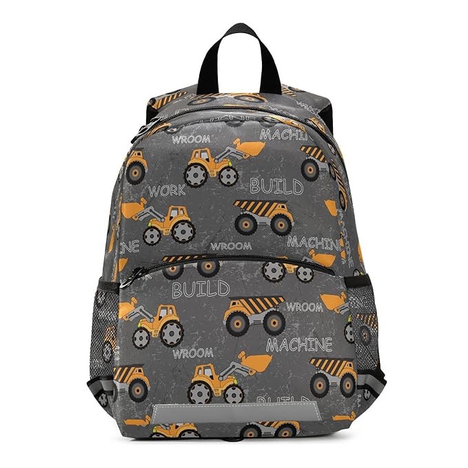 IRIHISKY Toddler Backpack Boys Truck Traffic Excavator Preschool Mini Bag for 3-7 Years Kids Bookbag