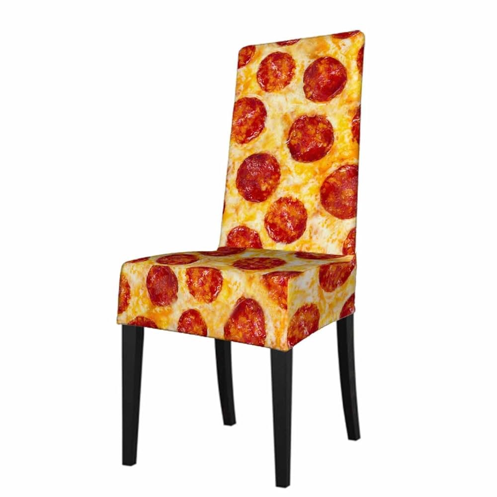 Numland 1 Pack Pepperoni Pizza Dining Room Chair Covers Food Closeup Red Round Spots Short Stretchab