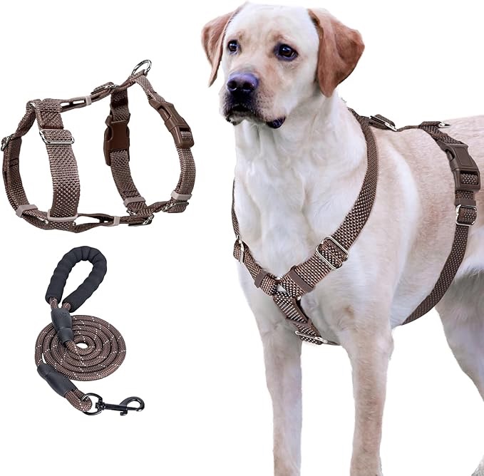 (Medium) Wanheart Anti-Pulling Dog Safety Vest, Equipped with 2 Adjustable Waist Buckles, Reflective Oxford F