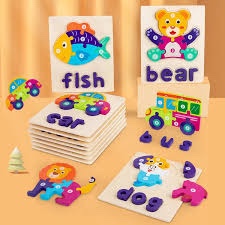 Number Word Jigsaw Puzzle Game Cognitive Development Wooden Toys